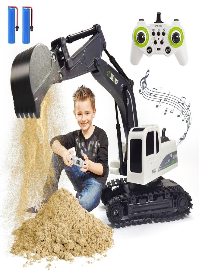Oupstrive Remote Control Excavator Toy, 11 Channel Rc Excavator Truck Toys Metal Shovel, 1/24 Remote Control Construction Vehicleswith Light Sound, Digger Truck Gift for Kids (Multicolor, Pack of 1) - Image 2